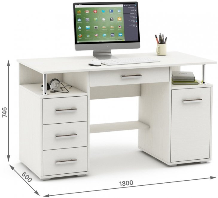 Компьютерный стол Амбер-7Я белый