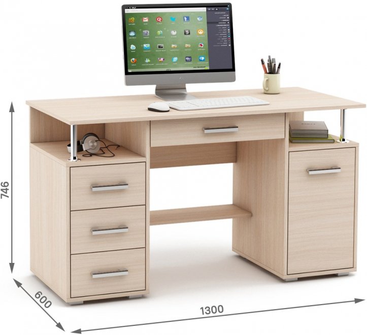 Компьютерный стол Амбер-7Я дуб молочный
