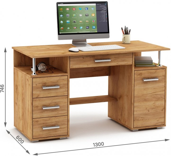 Компьютерный стол Амбер-7Я дуб золотистый