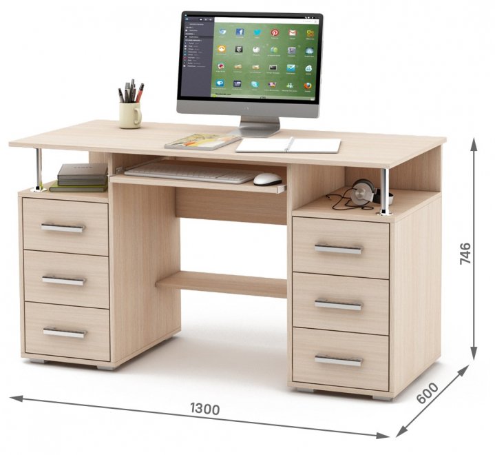 Компьютерный стол Амбер-8К дуб молочный