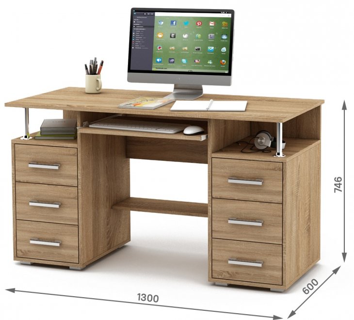 Компьютерный стол Амбер-8К дуб сонома