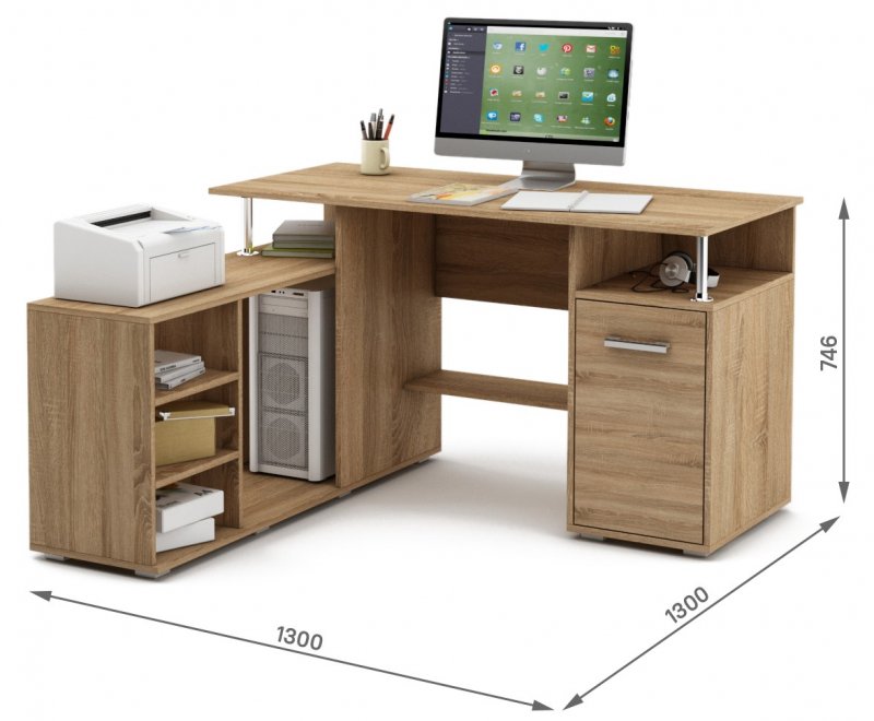 Компьютерный стол Амбер-9 дуб сонома