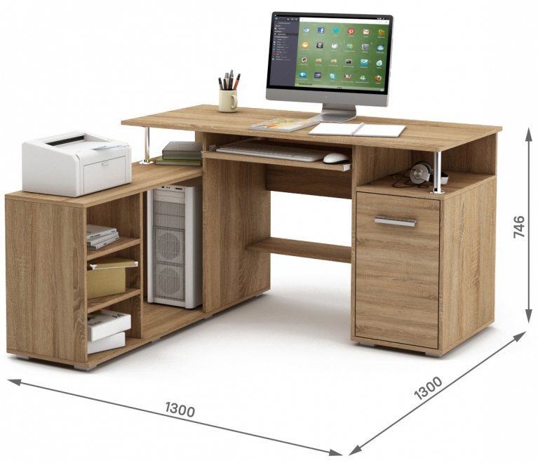 Компьютерный стол Амбер-9К дуб сонома