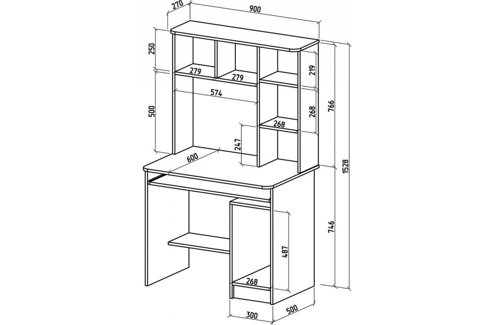Компьютерный стол Бостон-7 белый