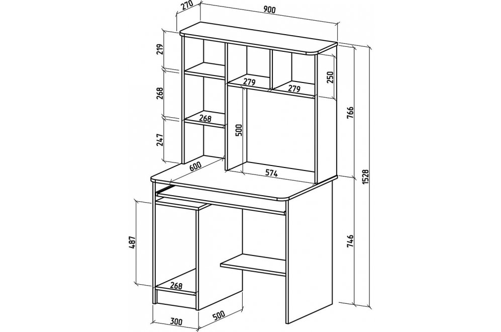 Компьютерный стол Бостон-8 белый