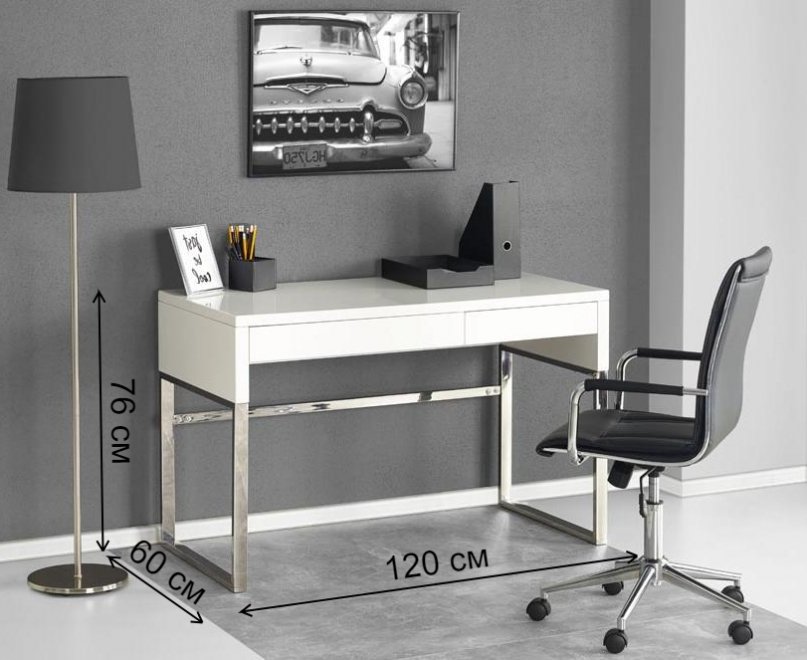 Компьютерный стол B32 белый / хром