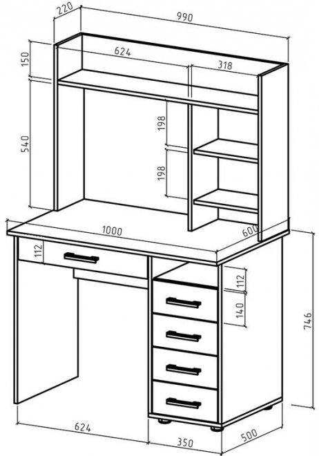 Компьютерный стол Остин 11Я правый белый