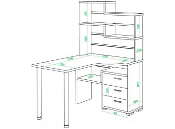 Компьютерный стол Домино СР-132-150 КШ-Ч-левый