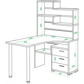 Компьютерный стол Домино СР-132-150 ШК-Ч-левый