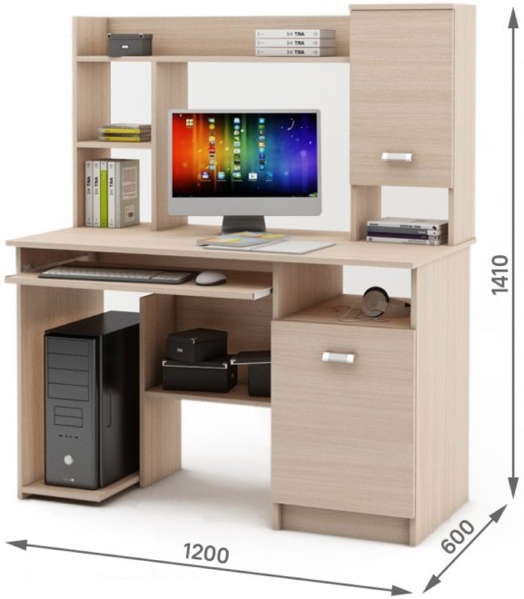 Компьютерный стол Имидж-12 дуб молочный