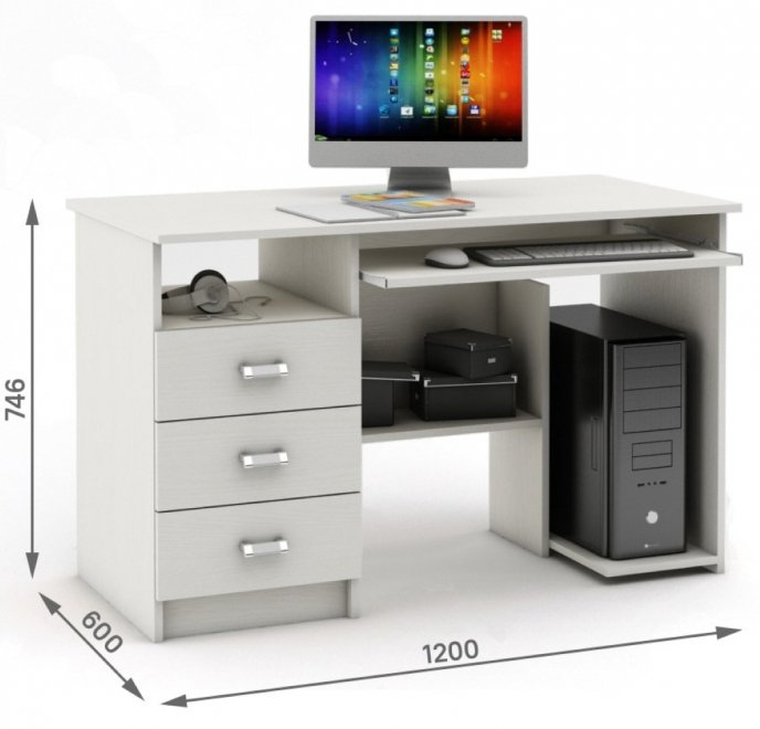 Компьютерный стол Имидж-15 белый