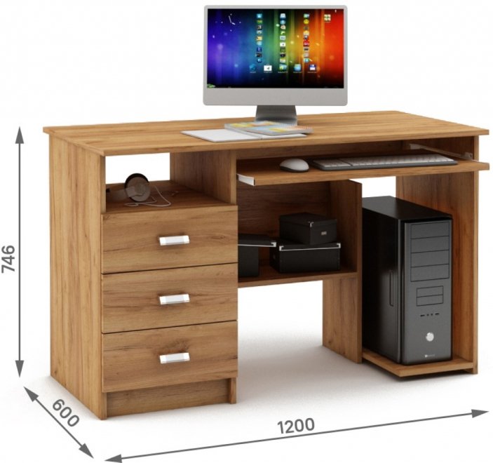 Компьютерный стол Имидж-15 дуб золотистый