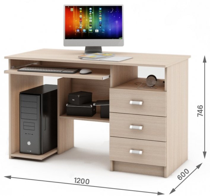 Компьютерный стол Имидж-16 дуб молочный