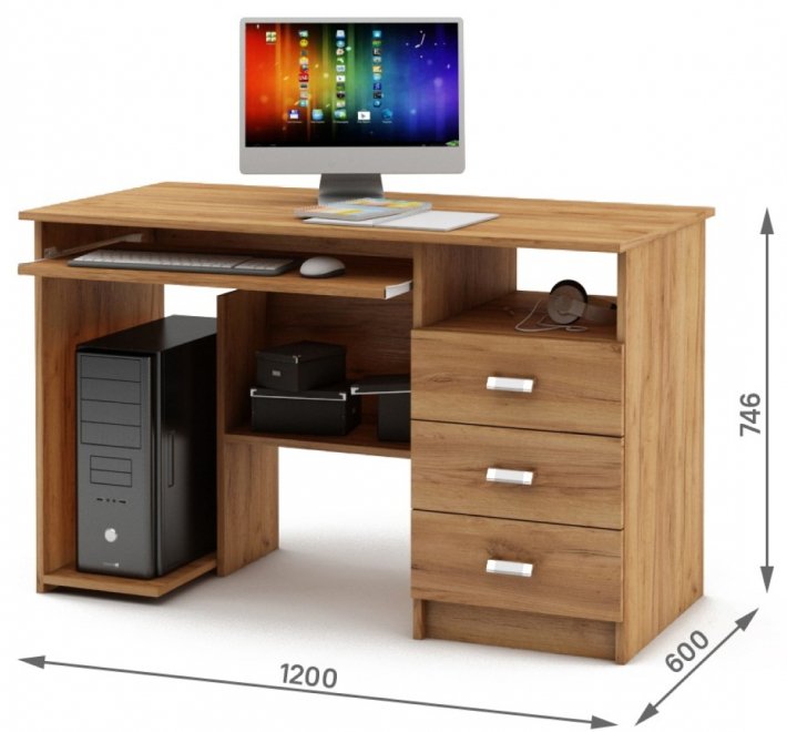 Компьютерный стол Имидж-16 дуб золотистый