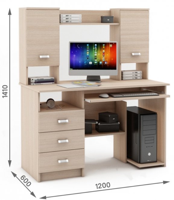 Компьютерный стол Имидж-19 дуб молочный