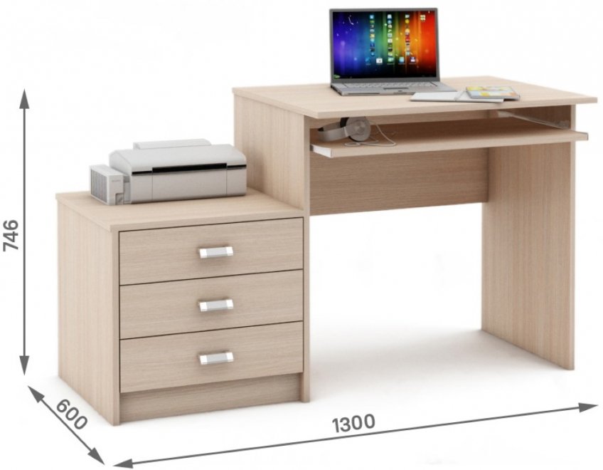 Компьютерный стол Имидж-21 дуб молочный