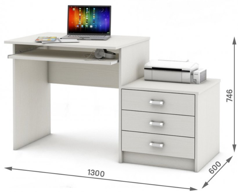 Компьютерный стол Имидж-22 белый
