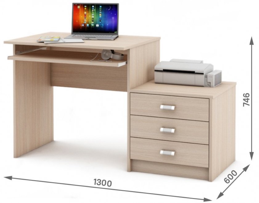 Компьютерный стол Имидж-22 дуб молочный