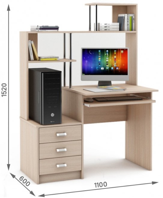 Компьютерный стол Имидж-25 дуб молочный