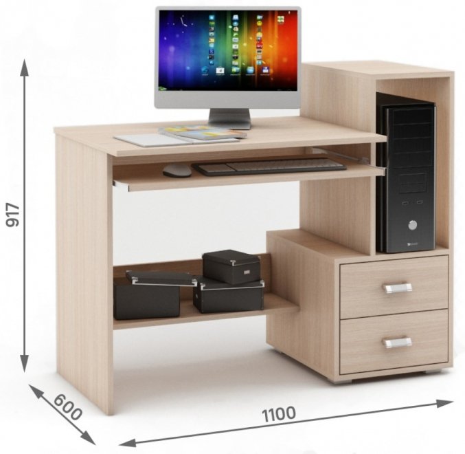 Компьютерный стол Имидж-37 дуб молочный