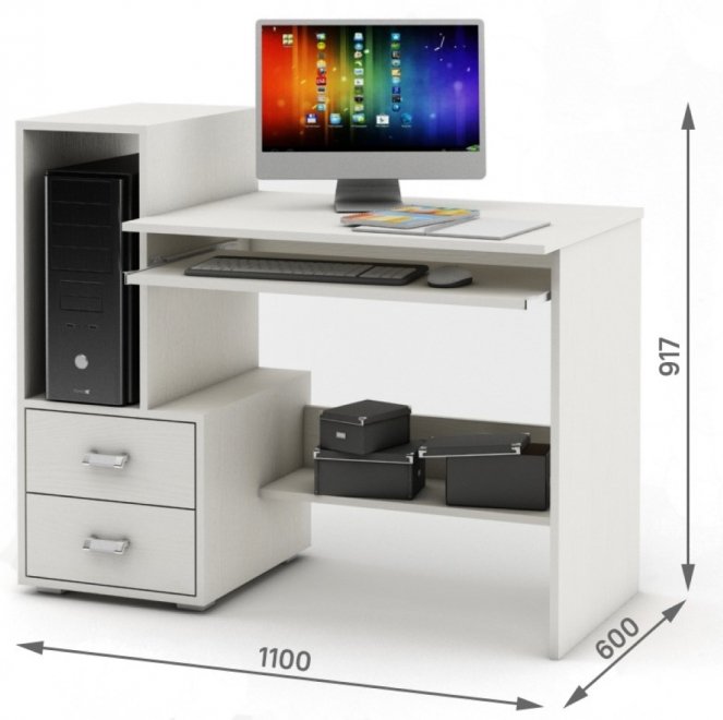 Компьютерный стол Имидж-38 белый