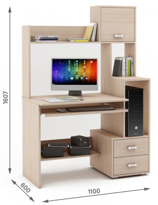 Компьютерный стол Имидж-39 дуб молочный