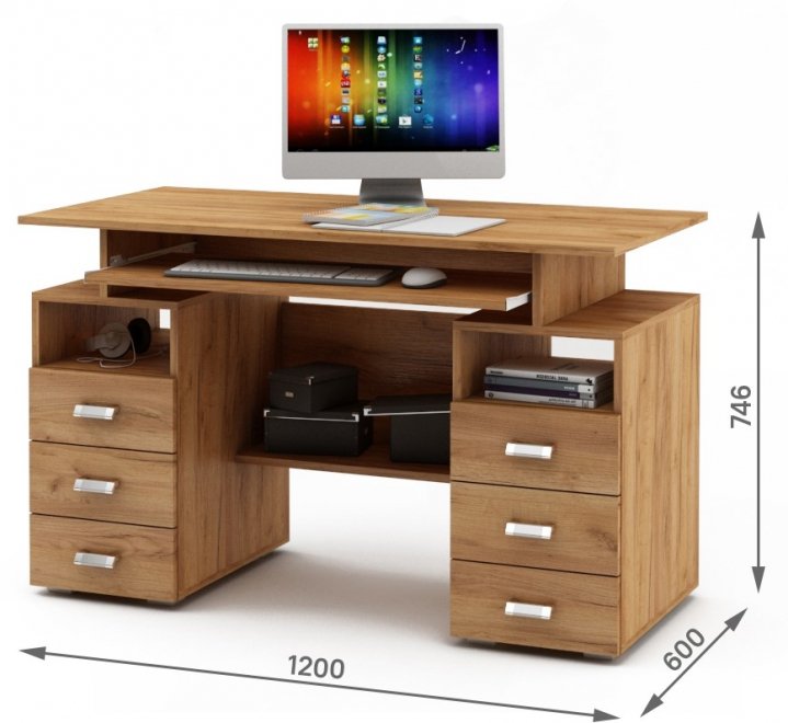 Компьютерный стол Имидж-44 дуб золотистый