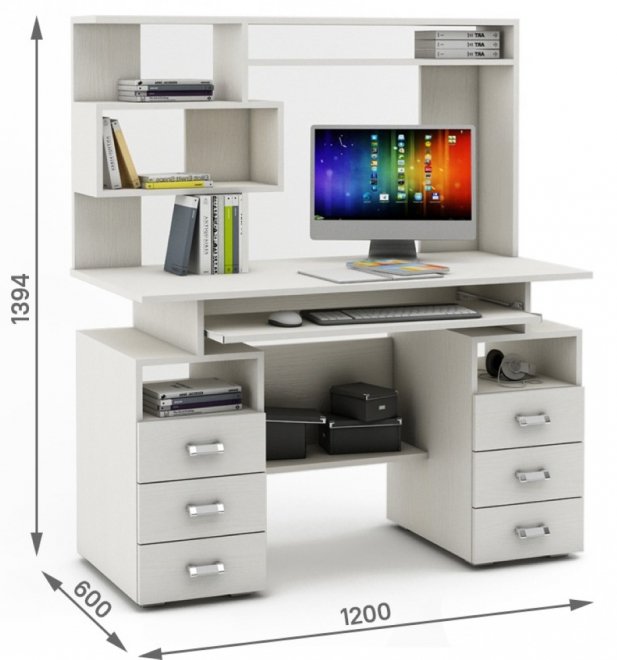 Компьютерный стол Имидж-46 белый