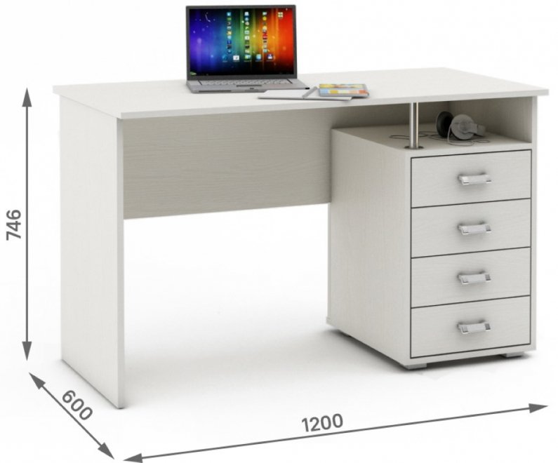 Компьютерный стол Имидж-51 белый