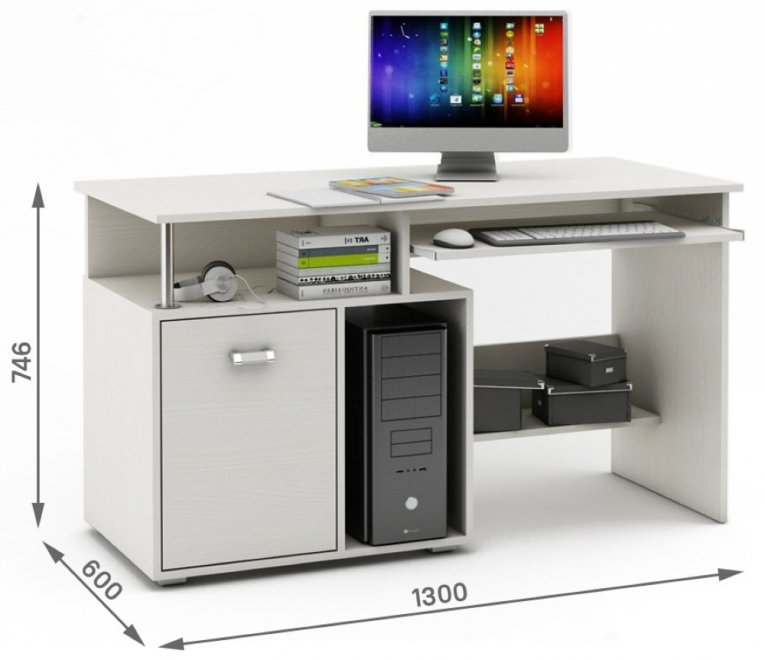 Компьютерный стол Имидж-55 белый