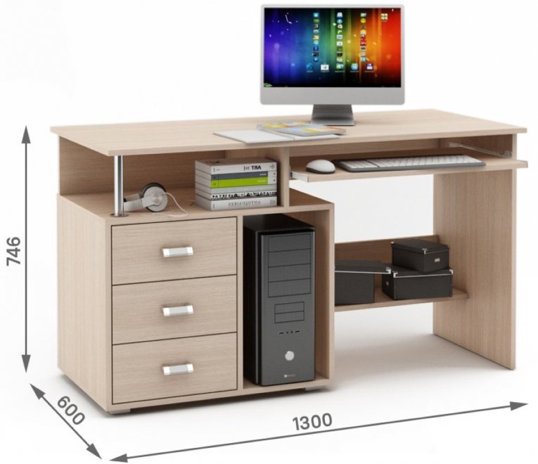 Компьютерный стол Имидж-59 дуб молочный