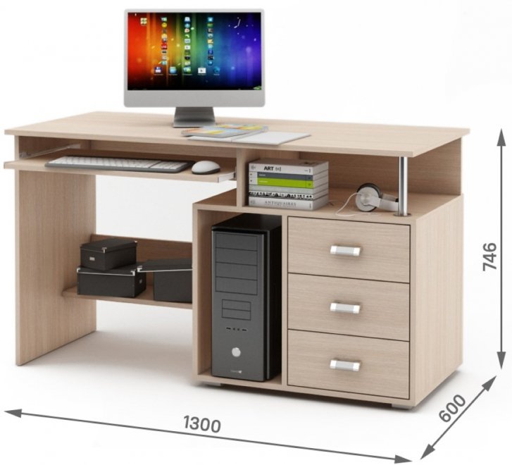 Компьютерный стол Имидж-60 дуб молочный