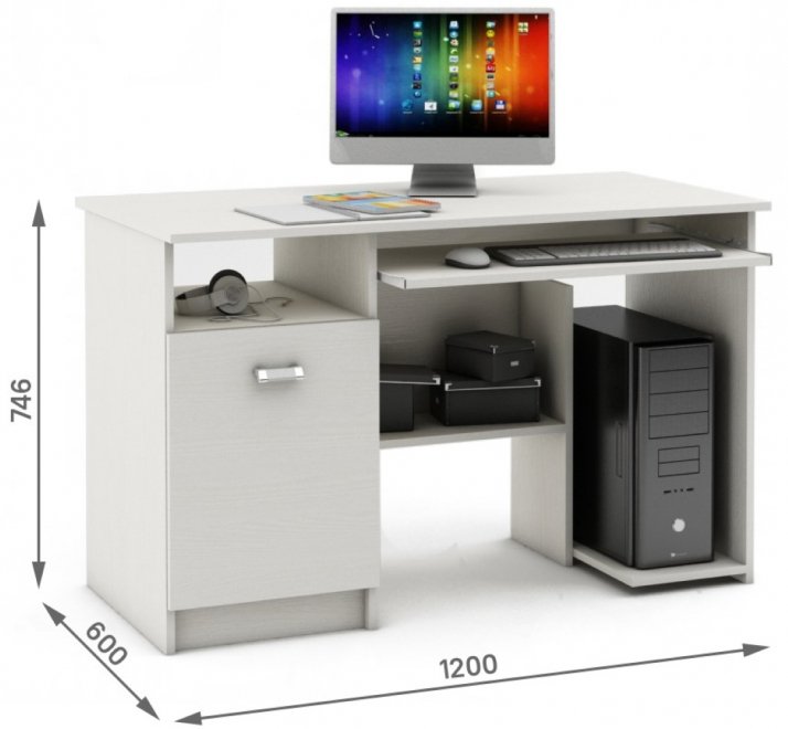 Компьютерный стол Имидж-9 белый
