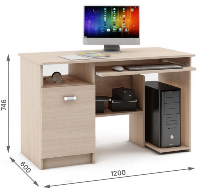 Компьютерный стол Имидж-9 дуб молочный