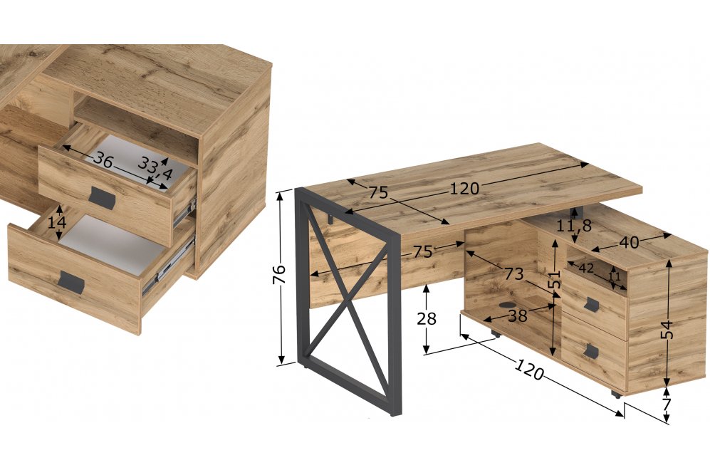 Компьютерный стол Хардвиг 1200 дуб вотан