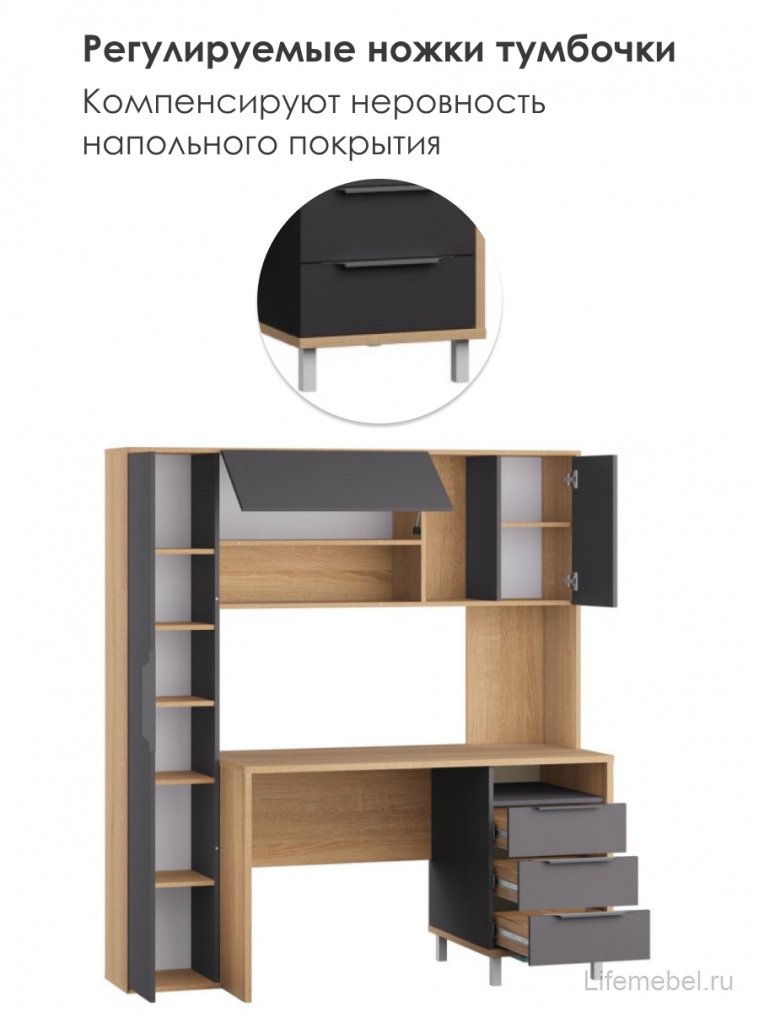 Компьютерный стол Комфорт 12.95 N дуб сонома / темно-серый