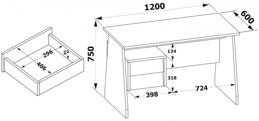 Компьютерный стол КСТ-115 левый белый