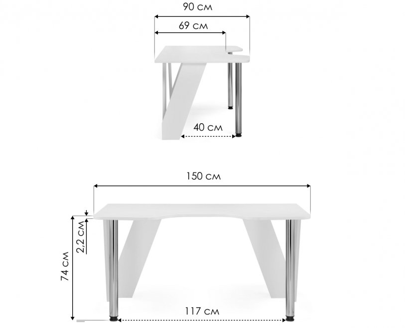 Компьютерный стол КСТ-116 белый