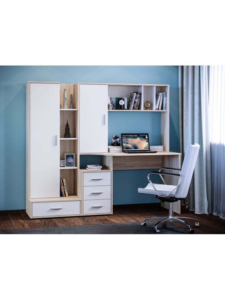 Компьютерный стол КСТ-16 левый дуб сонома / белый