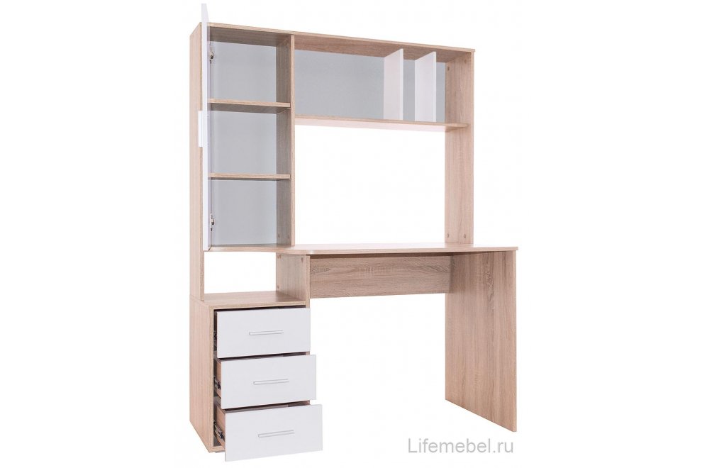 Компьютерный стол КСТ-16 левый дуб сонома / белый