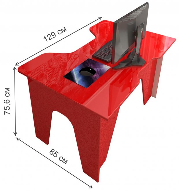 Компьютерный стол Мебелеф-1 красный глянец