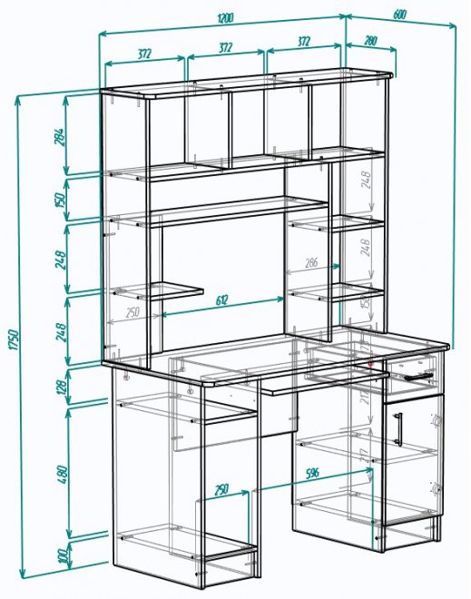 Компьютерный стол Мебелеф - 37 ясень шимо светлый / фиолетовый глянец правый