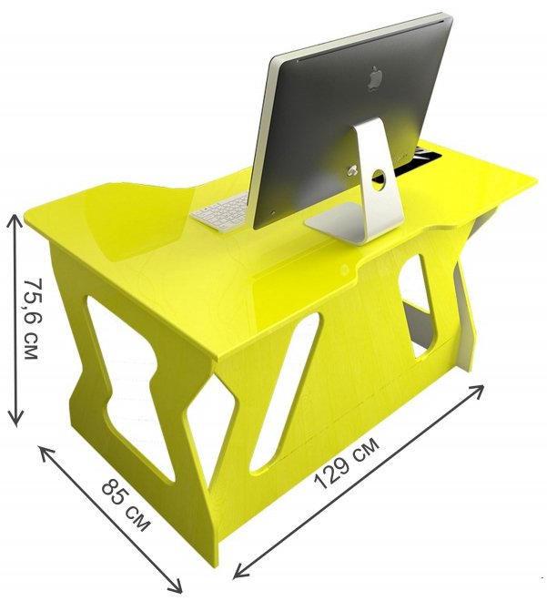 Компьютерный стол Мебелеф-4 желтый глянец