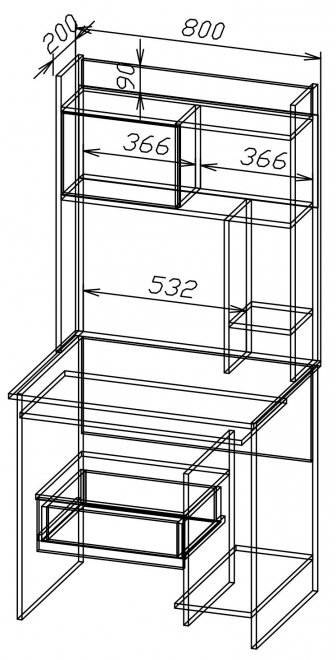 Компьютерный стол Мебелеф - 9 дуб молочный / красный глянец левый