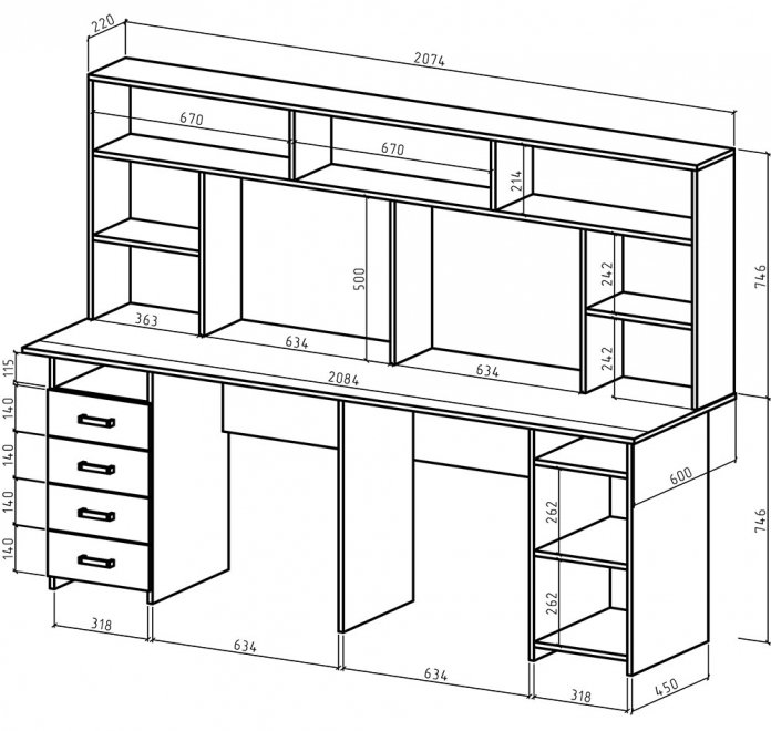 Компьютерный стол Лайт-14 с надстройкой белый