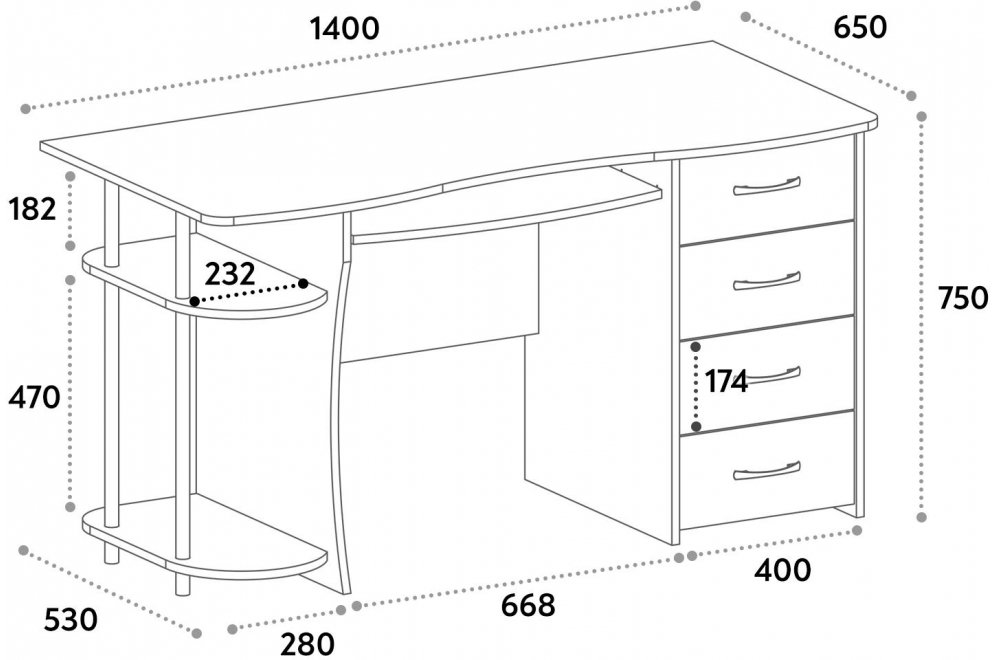 Компьютерный стол С-222БН блэквуд сатиновый