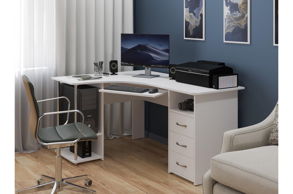 Компьютерный стол С-237 белый структурный