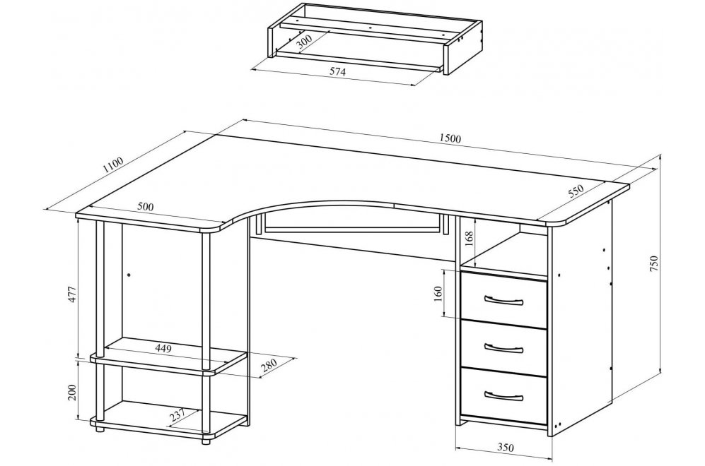 Компьютерный стол С-237 блэквуд сатиновый