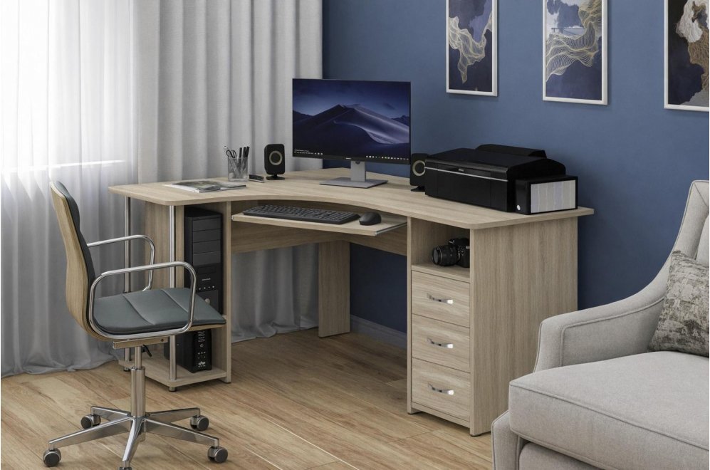 Компьютерный стол угловой С-237 блэквуд сатиновый