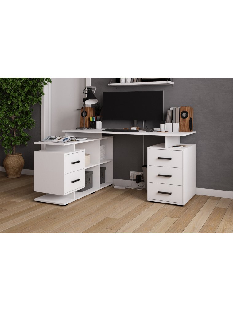 Компьютерный стол СКМУ белый ЛДСП